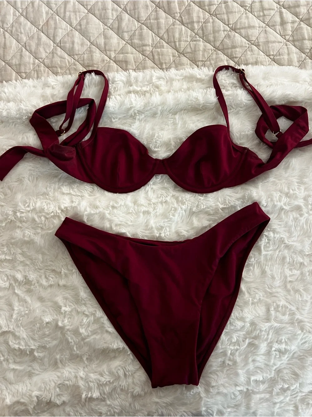 Monday Swimwear Burgundy Underwire Bikini Set
